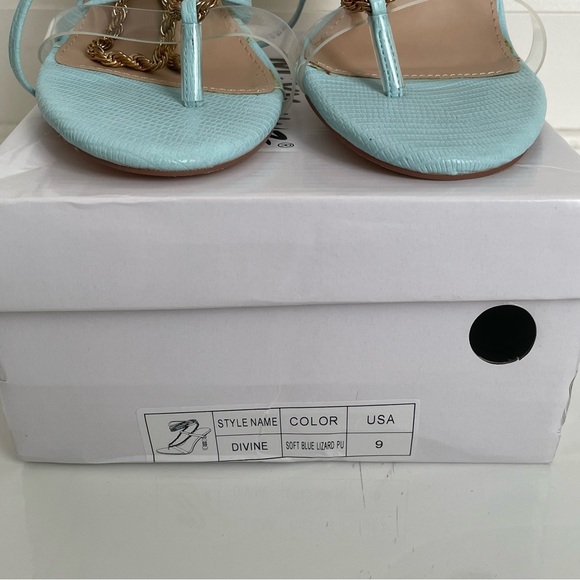 New w/box: Strappy Chain Link Heels (Blue& Gold) - Picture 9 of 10